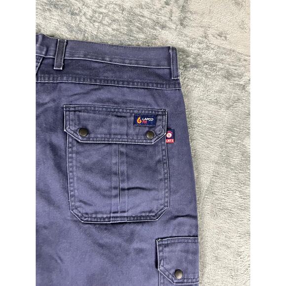 LAPCO FR Flame Resistant Work Pants 100% Cotton Blue Utility Men’s Excellent - Picture 3 of 11